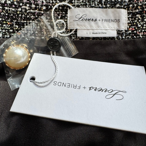 NWT REVOLVE Lovers + Friends Wolfe Tweed Midi Dress with Pearl Buttons Size L - Picture 9 of 12